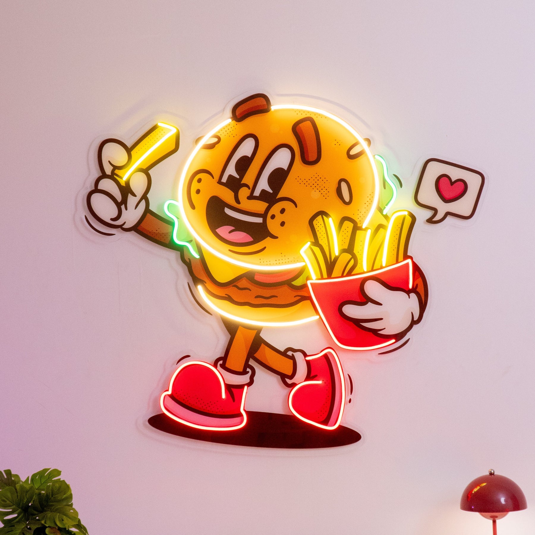 Burger Cute Trendy Retro LED Neon Sign Light Pop Art
