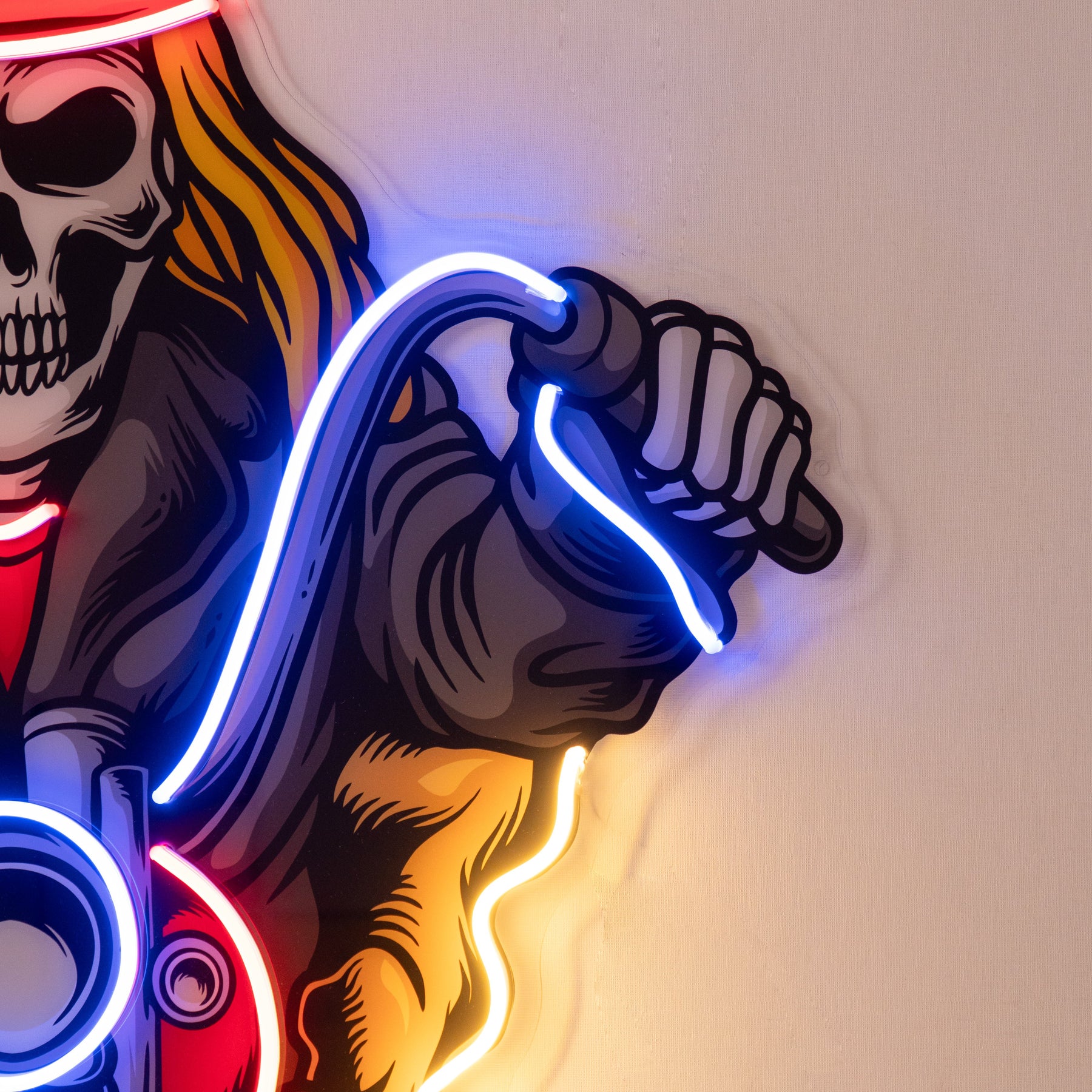 Biker Skull LED Neon Sign Light Pop Art