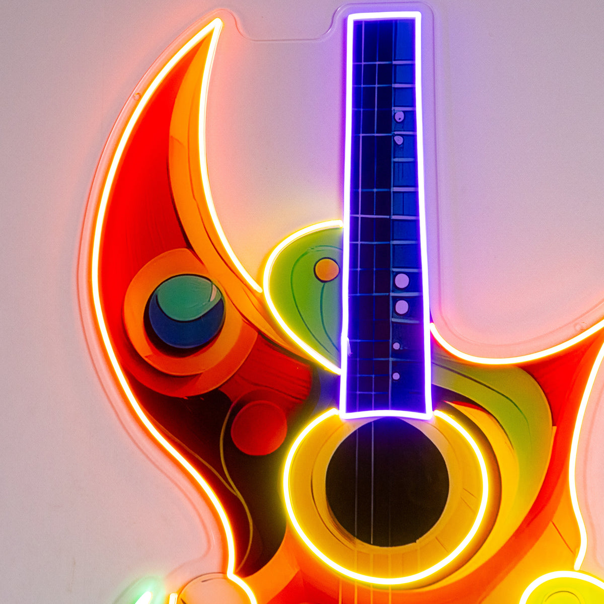 Colorful Guitar In Abstract Art LED Neon Sign Light Pop Art