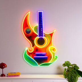 Colorful Guitar In Abstract Art LED Neon Sign Light Pop Art