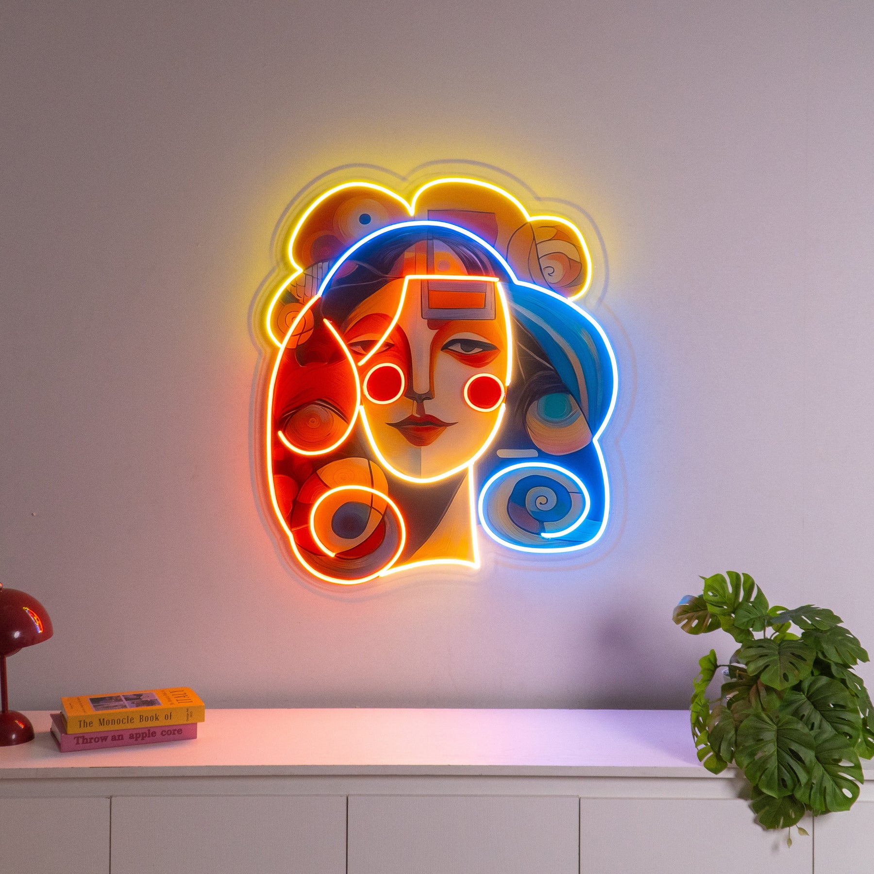 Peaceful Girl Portrait Abstract Art LED Neon Sign Light Pop Art