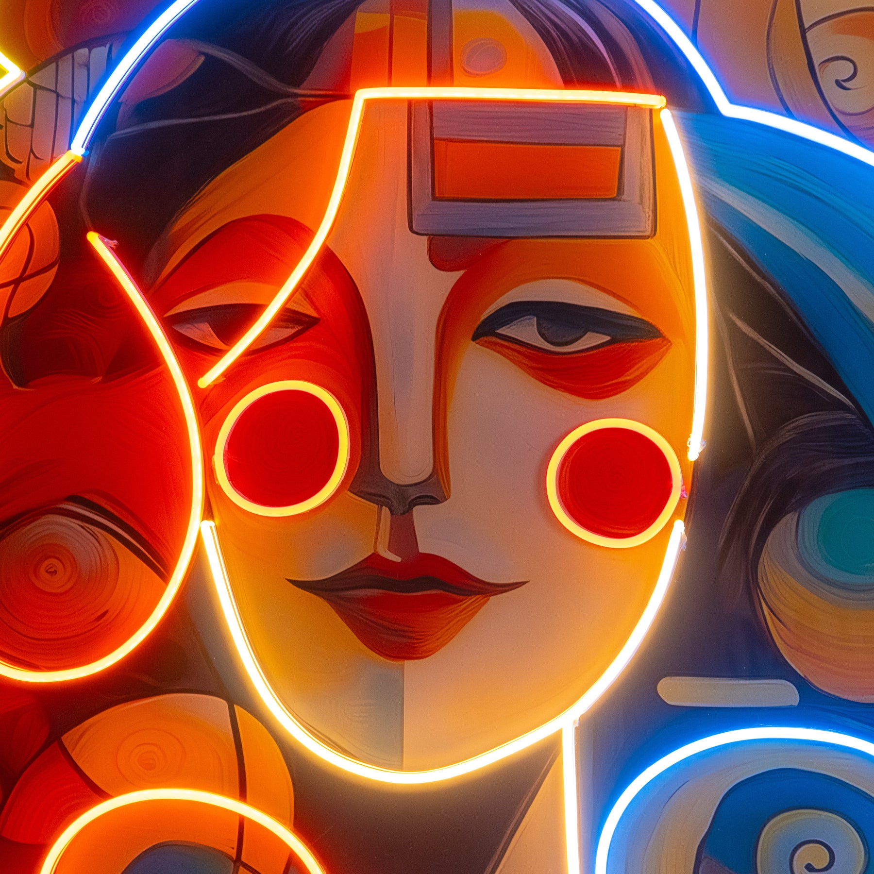 Peaceful Girl Portrait Abstract Art LED Neon Sign Light Pop Art