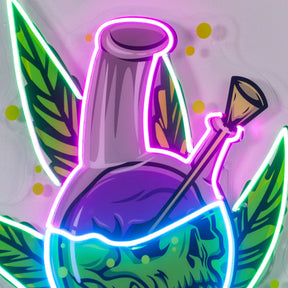 Skull Head  In The Weed Bong LED Neon Sign Light Pop Art