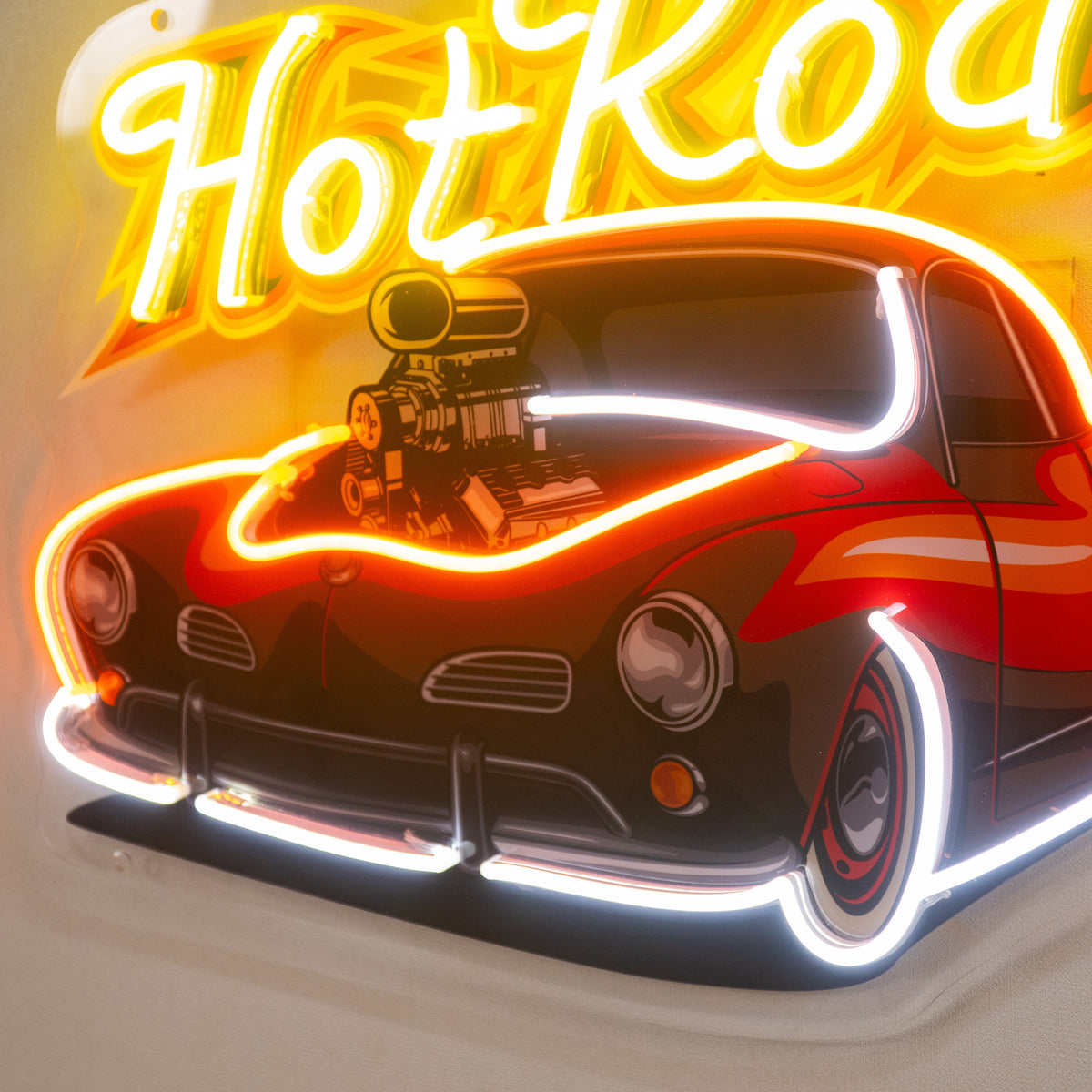 Fabolous Flamming Hotrod Car LED Neon Sign Light Pop Art
