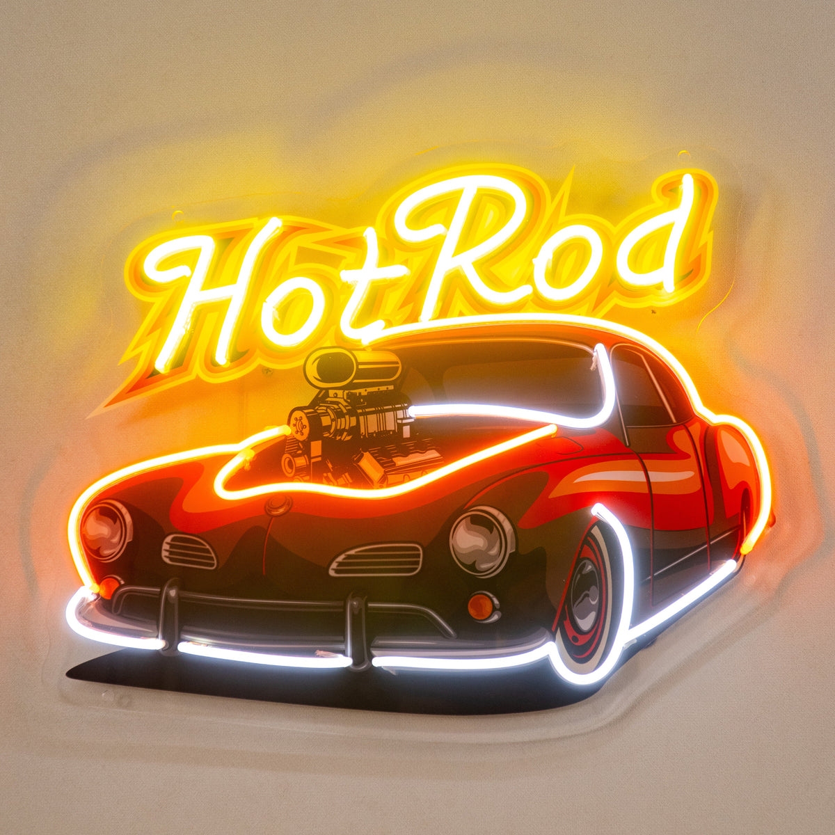 Fabolous Flamming Hotrod Car LED Neon Sign Light Pop Art