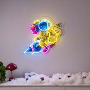 Astronauts Enjoying Space LED Neon Sign Light Pop Art