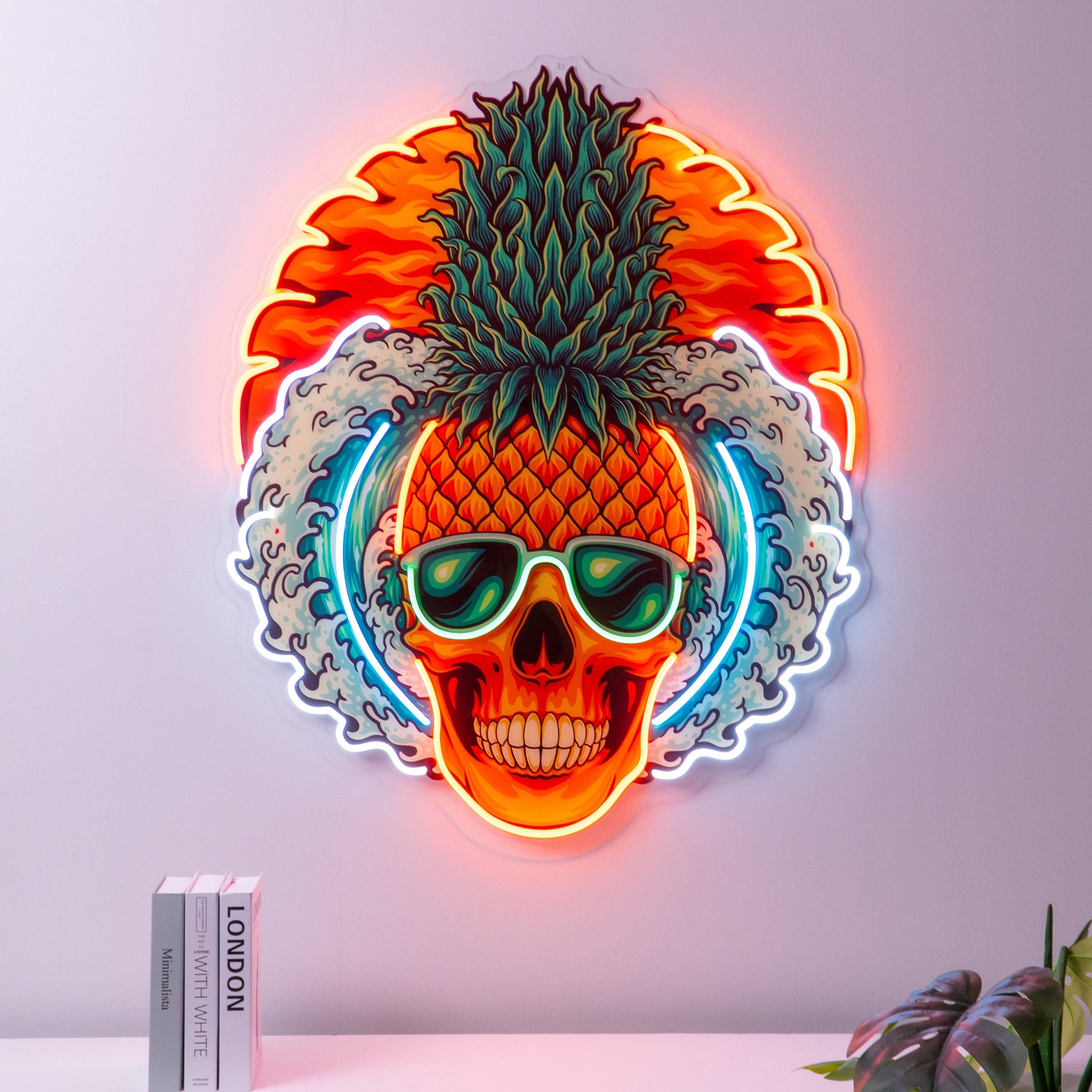 Pineapple Sea Skull LED Neon Sign Light Pop Art
