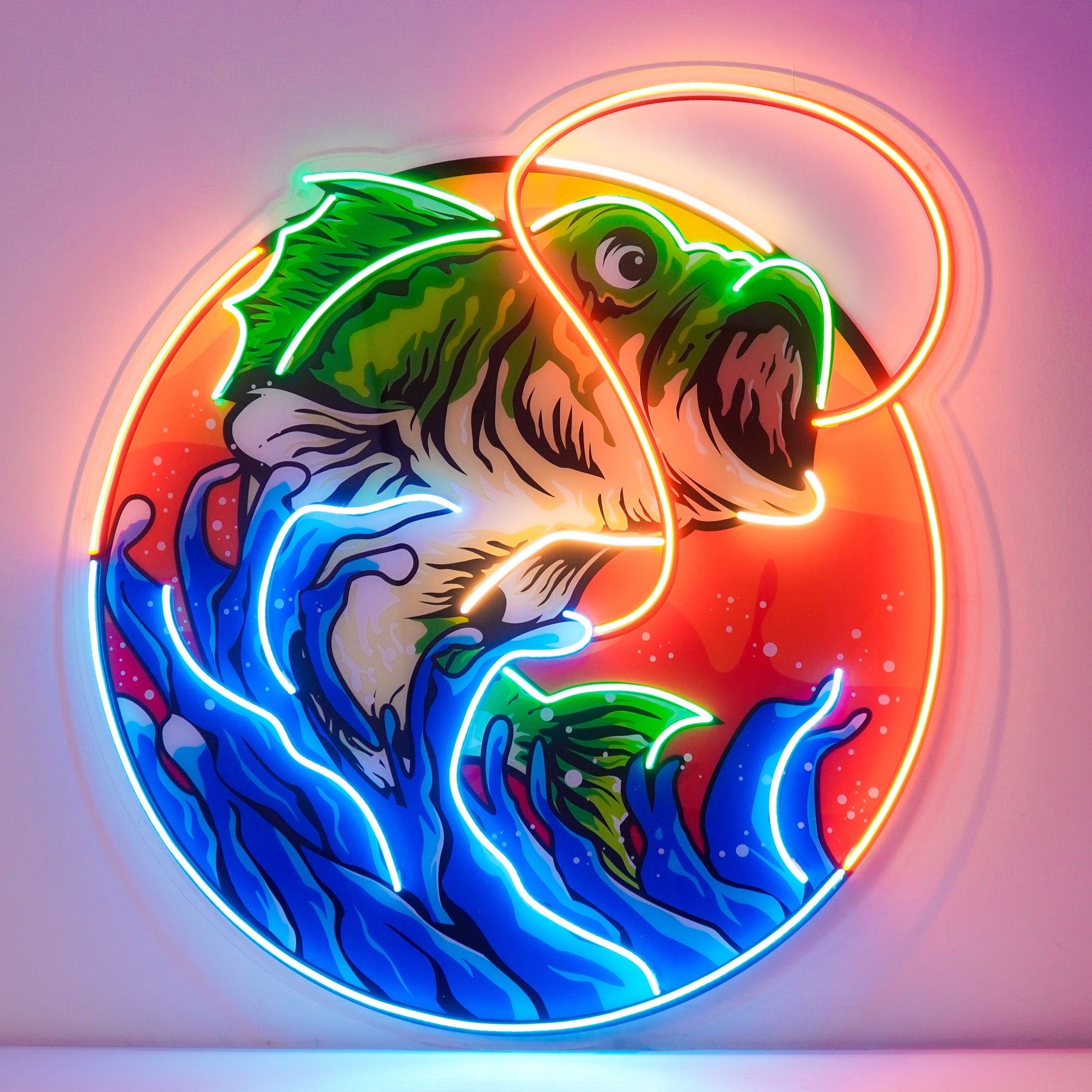 Largemouth Bass Fishing LED Neon Sign Light Pop Art