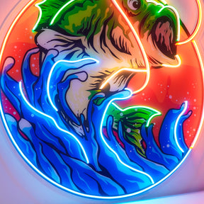 Largemouth Bass Fishing LED Neon Sign Light Pop Art