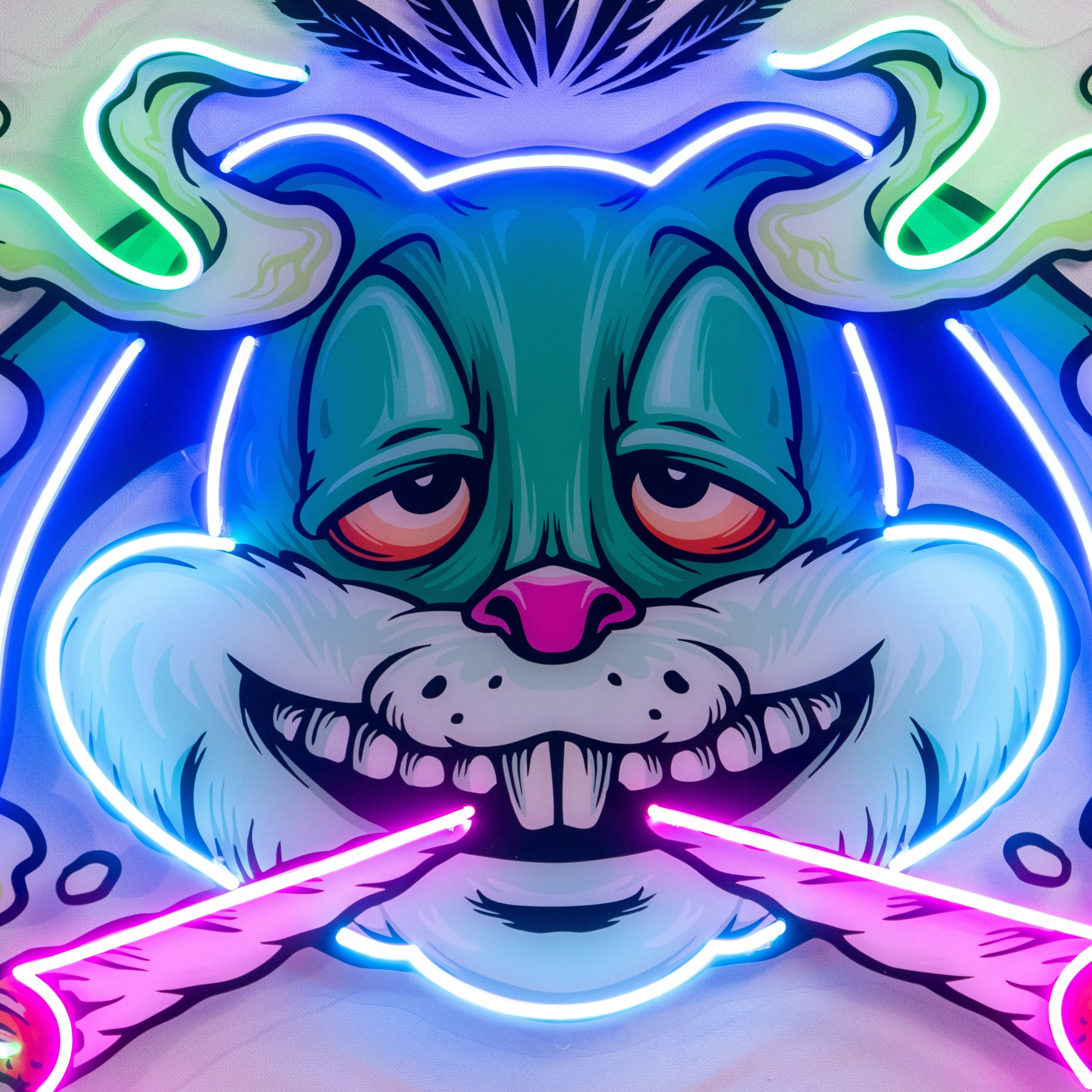 Weed Bunny Rabbit Joint Smoke Kush LED Neon Sign Light Pop Art