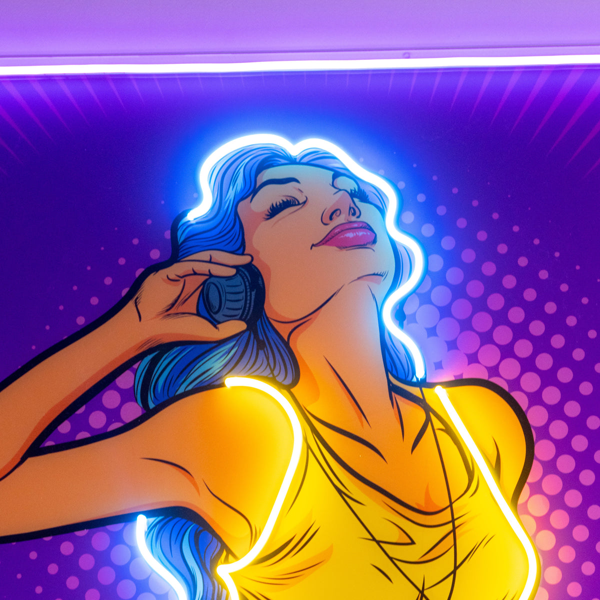 Women Listen Music LED Neon Sign Light Pop Art
