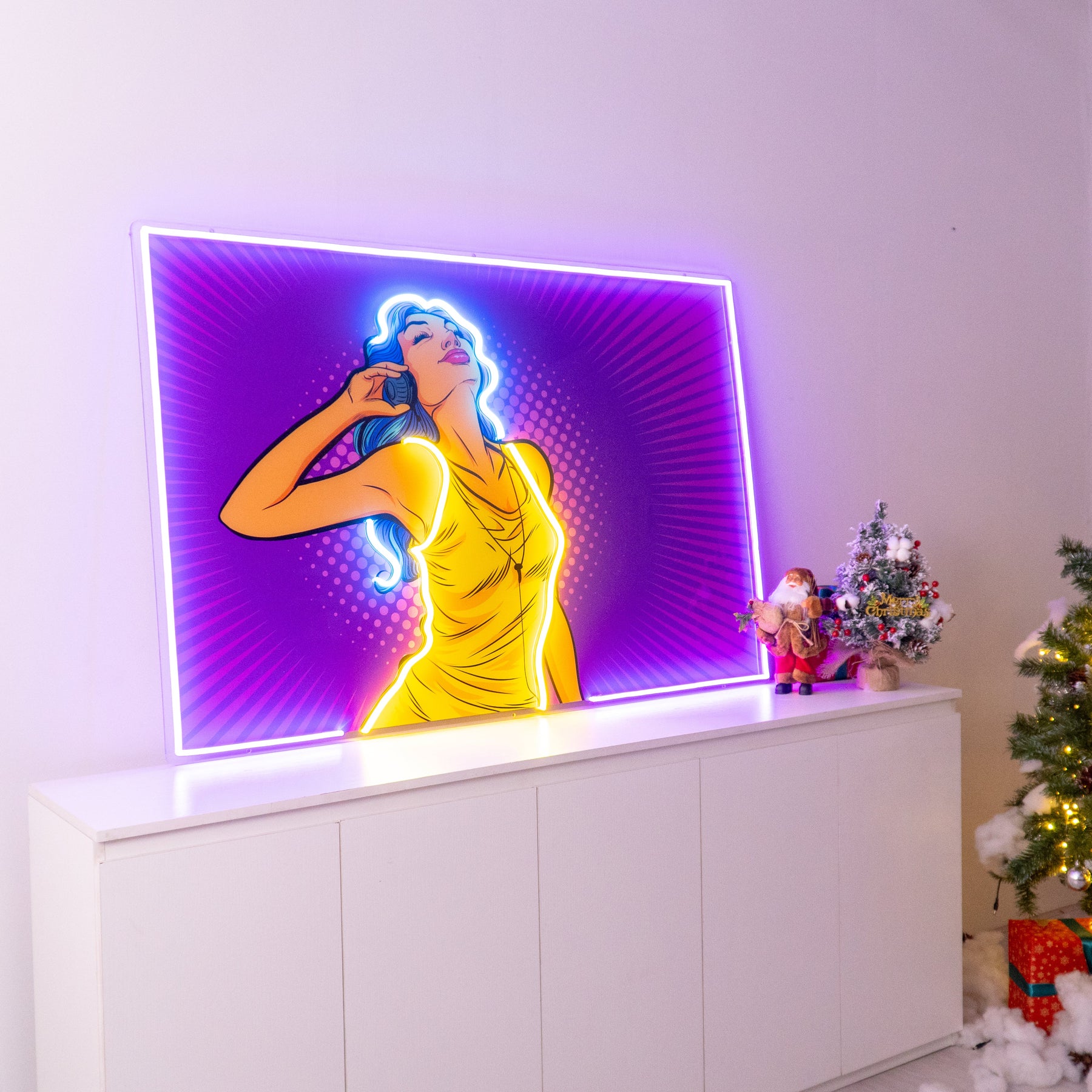 Women Listen Music LED Neon Sign Light Pop Art