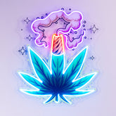 Weed Leaf With Smoke LED Neon Sign Light Pop Art