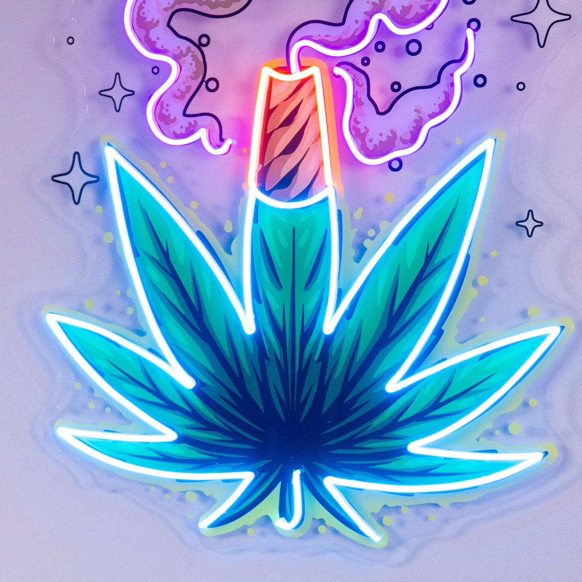Weed Leaf With Smoke LED Neon Sign Light Pop Art