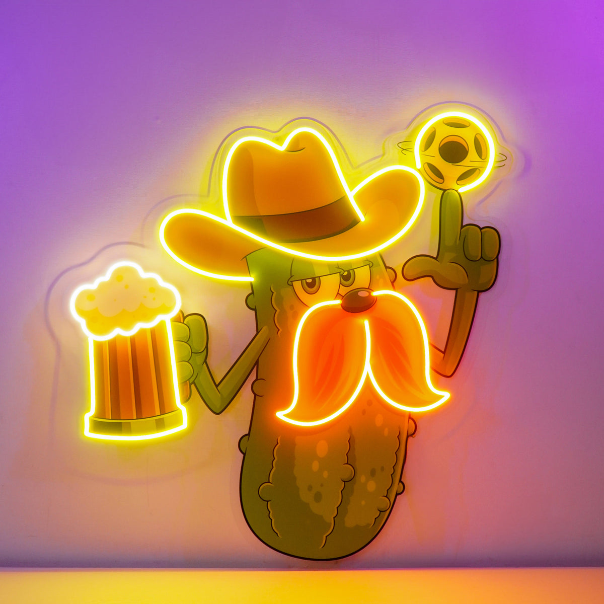 Cowboy Pickle Cartoon LED Neon Sign Light Pop Art