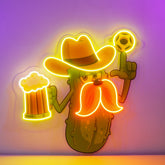 Cowboy Pickle Cartoon LED Neon Sign Light Pop Art