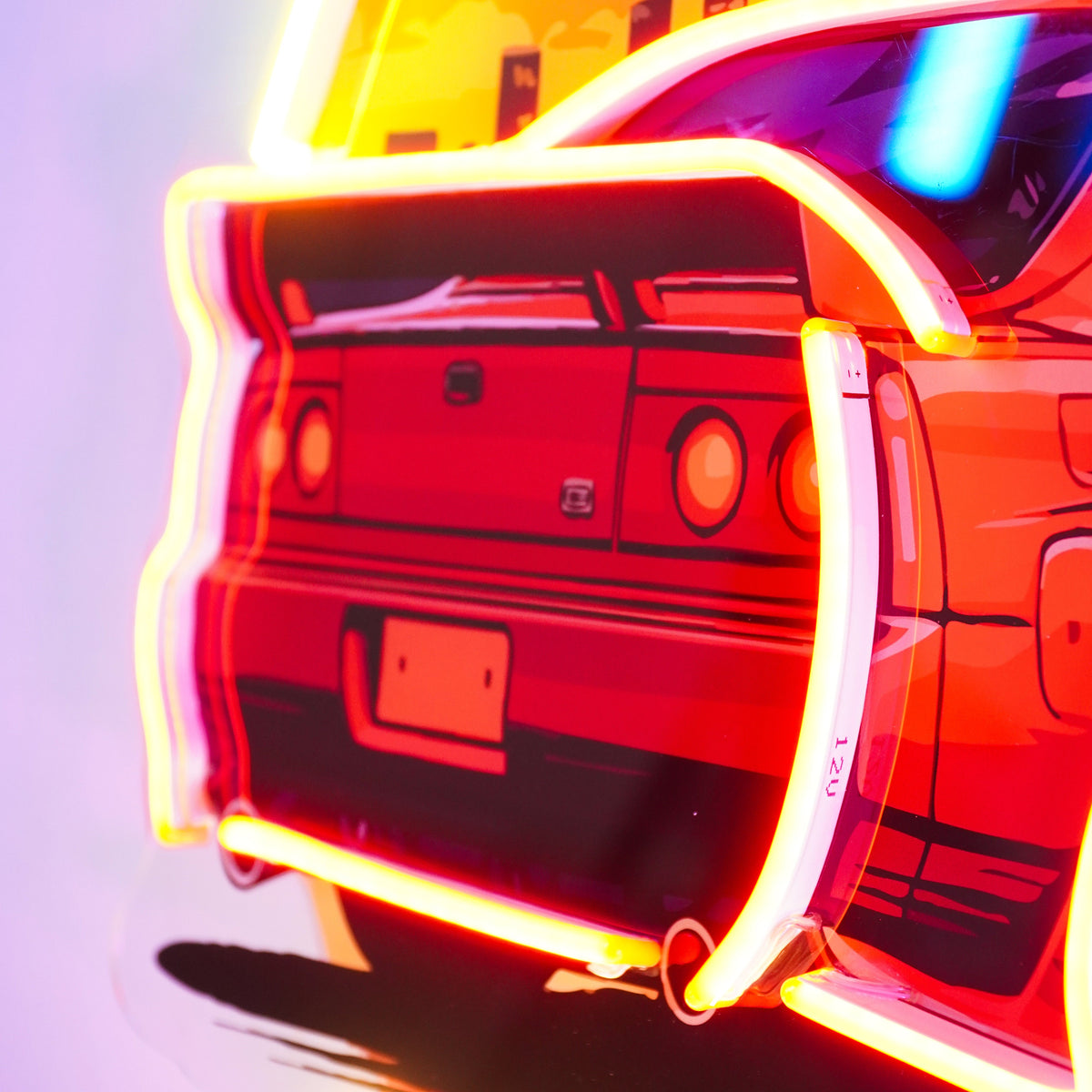 Car With Sunset LED Neon Sign Light Pop Art