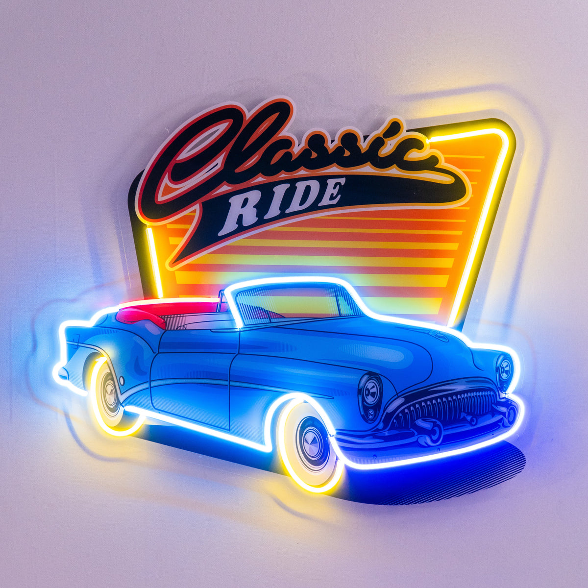 Blue Classic Car LED Neon Sign Light Pop Art