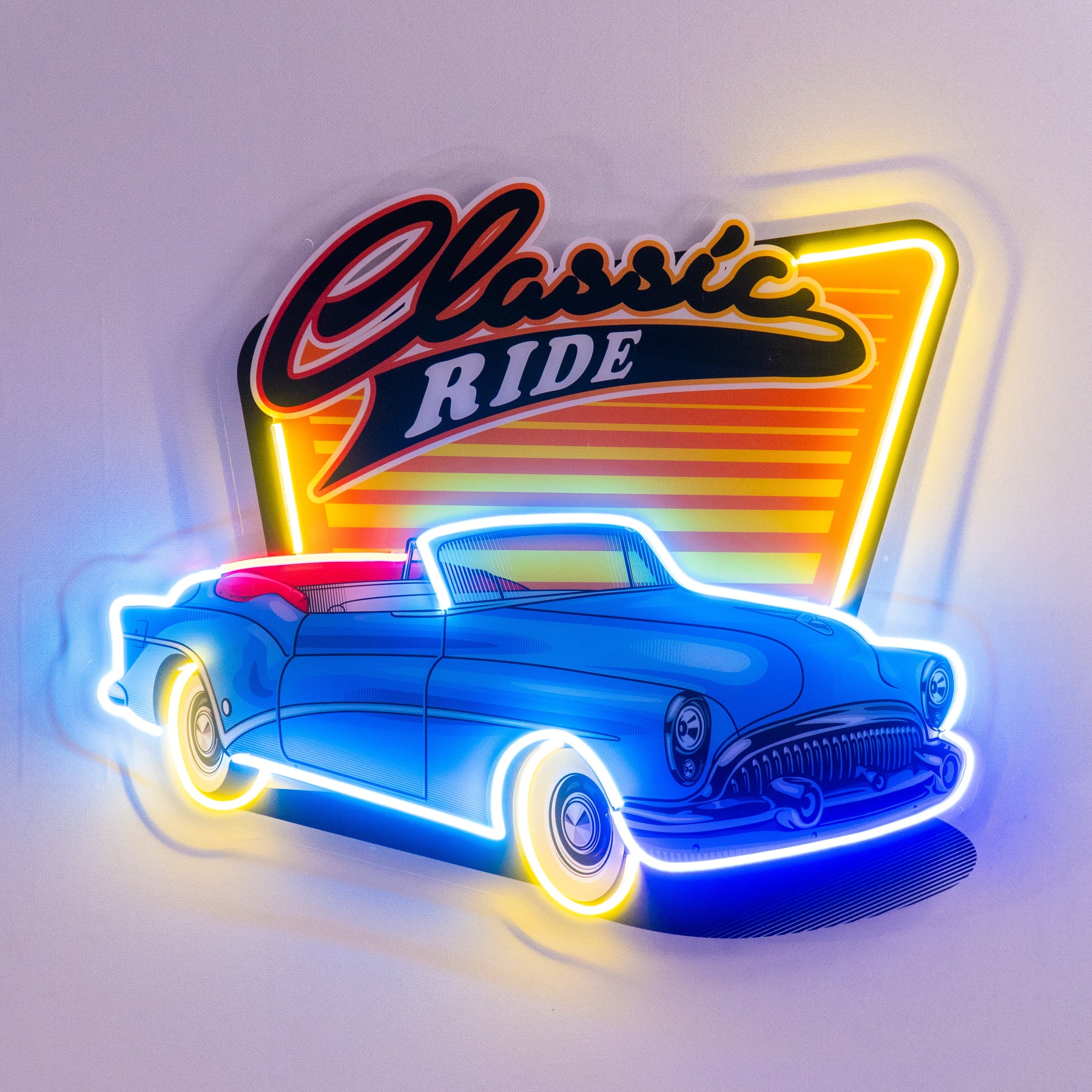 Blue Classic Car LED Neon Sign Light Pop Art
