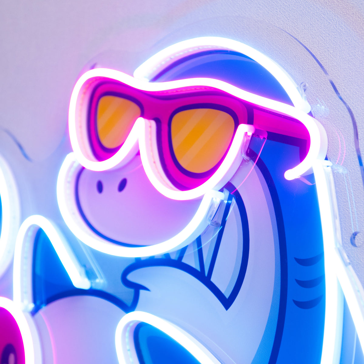 Shark Relax On Flamingo Tires LED Neon Sign Light Pop Art