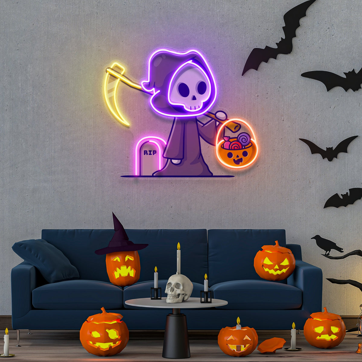 Death Halloween Artwork Led Neon Sign Light