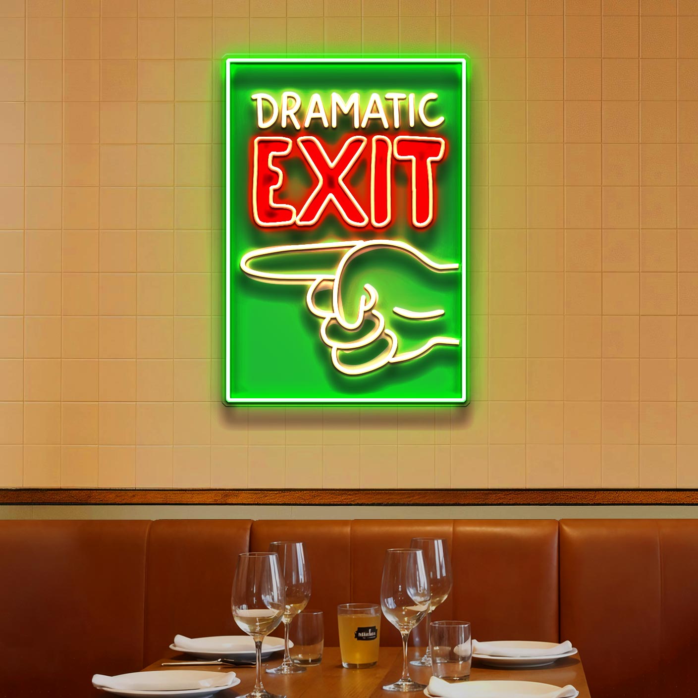 Dramatic Exit LED Neon Sign Light Pop Art