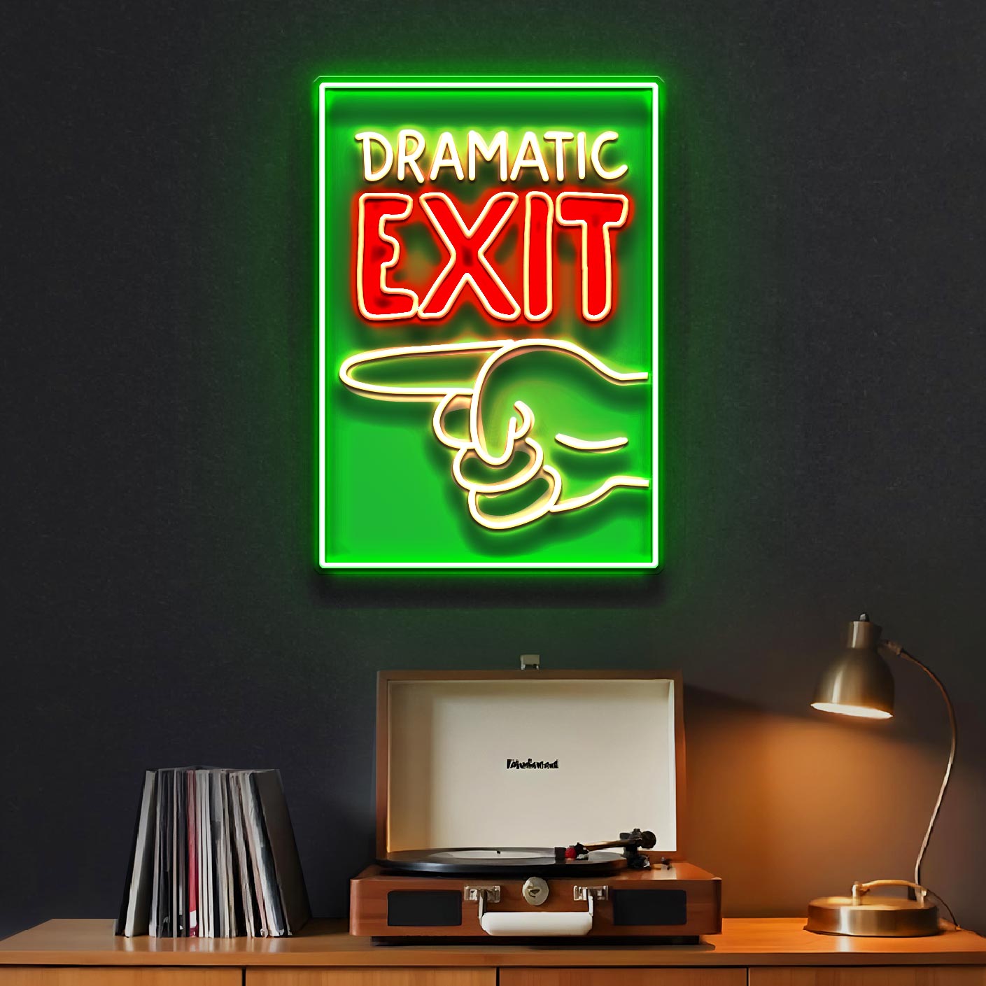 Dramatic Exit LED Neon Sign Light Pop Art
