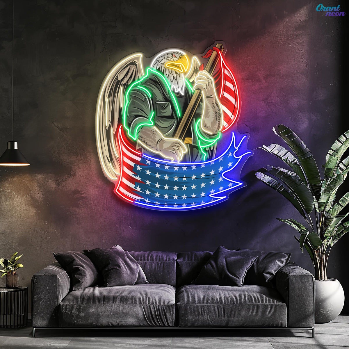 Eagle America Usa Army Soldier Artwork Neon Sign