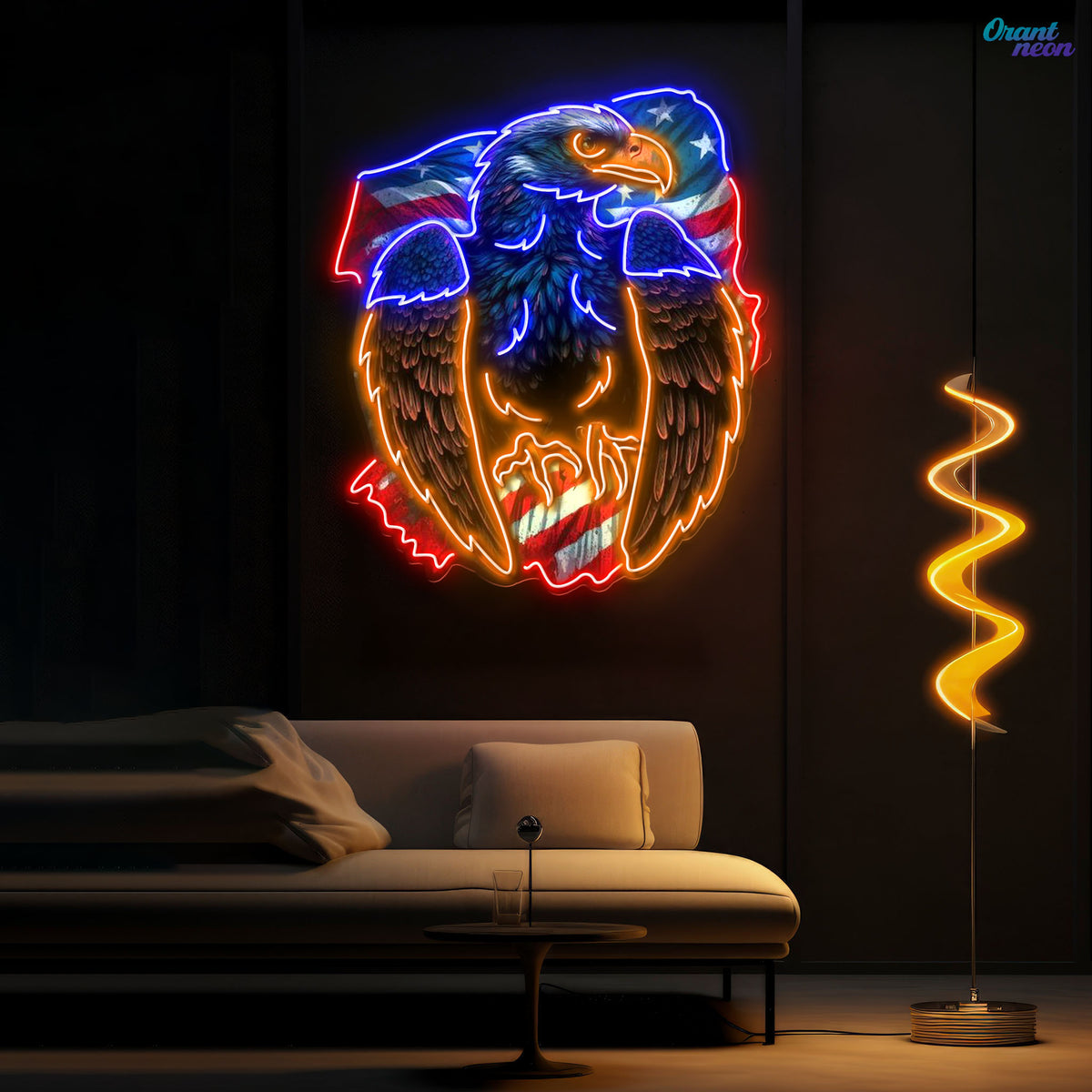 Eagle design with american flag Neon Sign Light Artwork