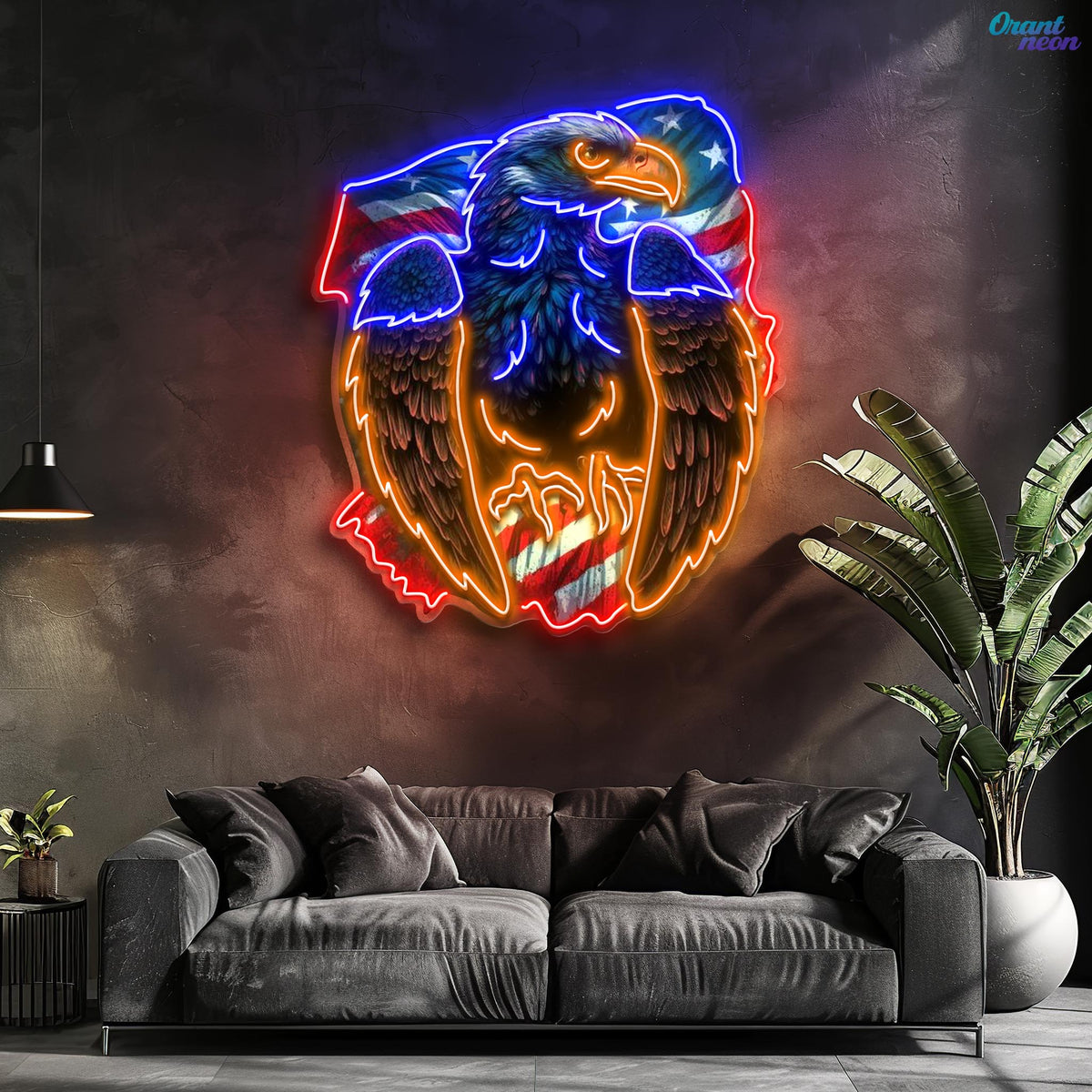 Eagle design with american flag Neon Sign Light Artwork