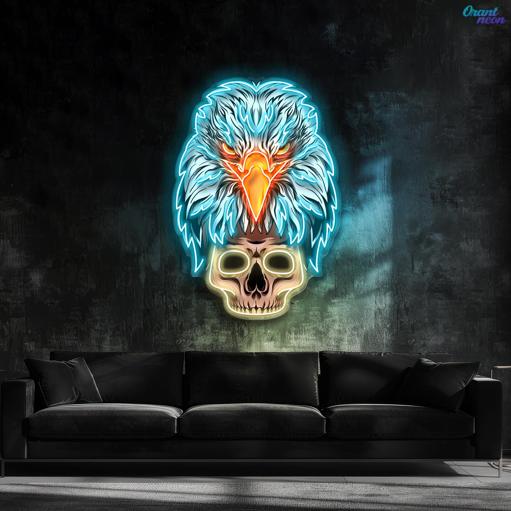 Skybound and Bound for Death: Neon Eagle and Skull Sign Light Artwork