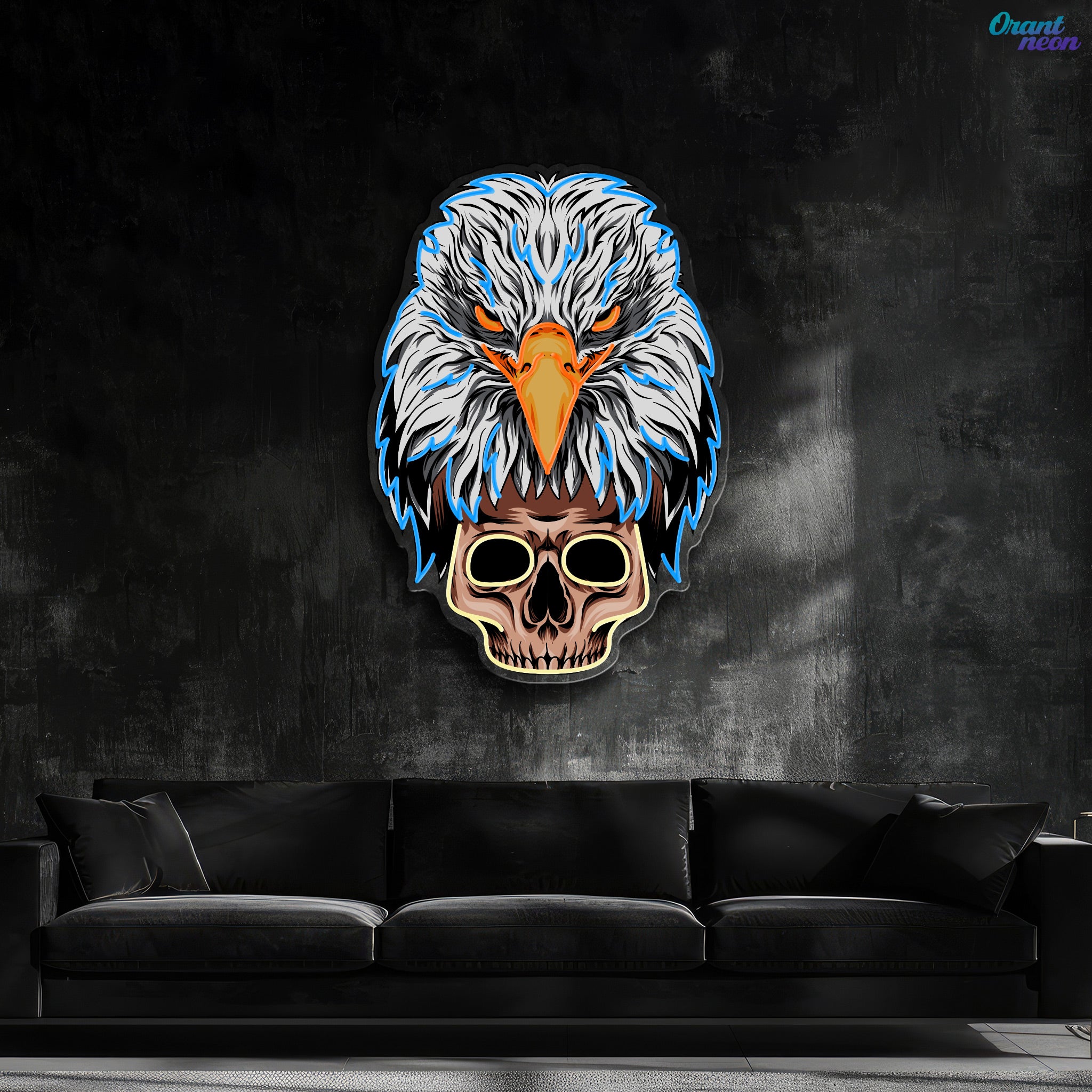 Skybound and Bound for Death: Neon Eagle and Skull Sign Light Artwork