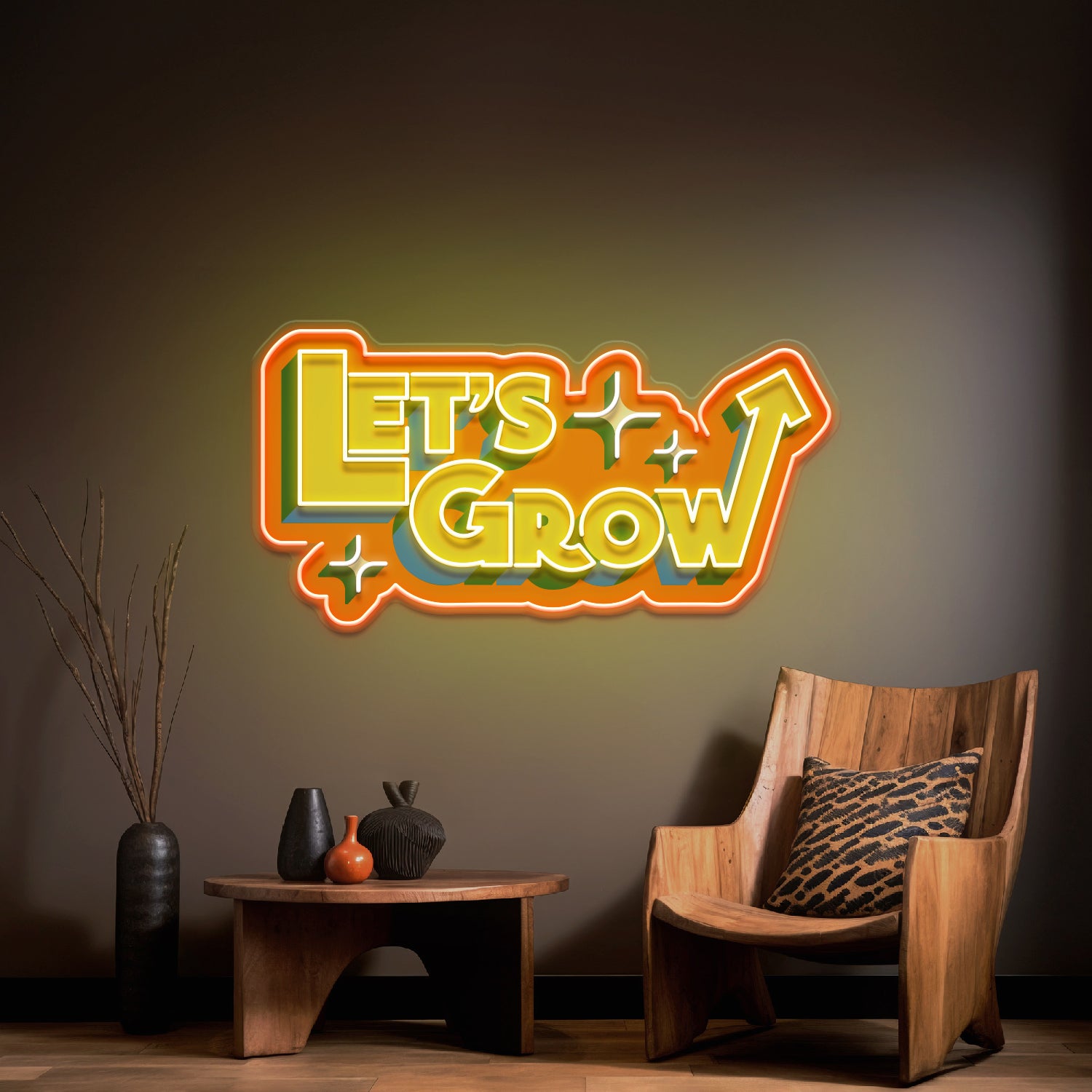 Grow. Sign Color Energetic Colors LET GROW LED Neon Sign Light Pop Art