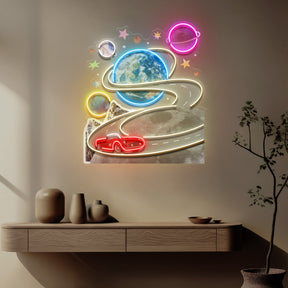 Fantastic Trip To The Moon Collapse Art LED Neon Sign Light Pop Art