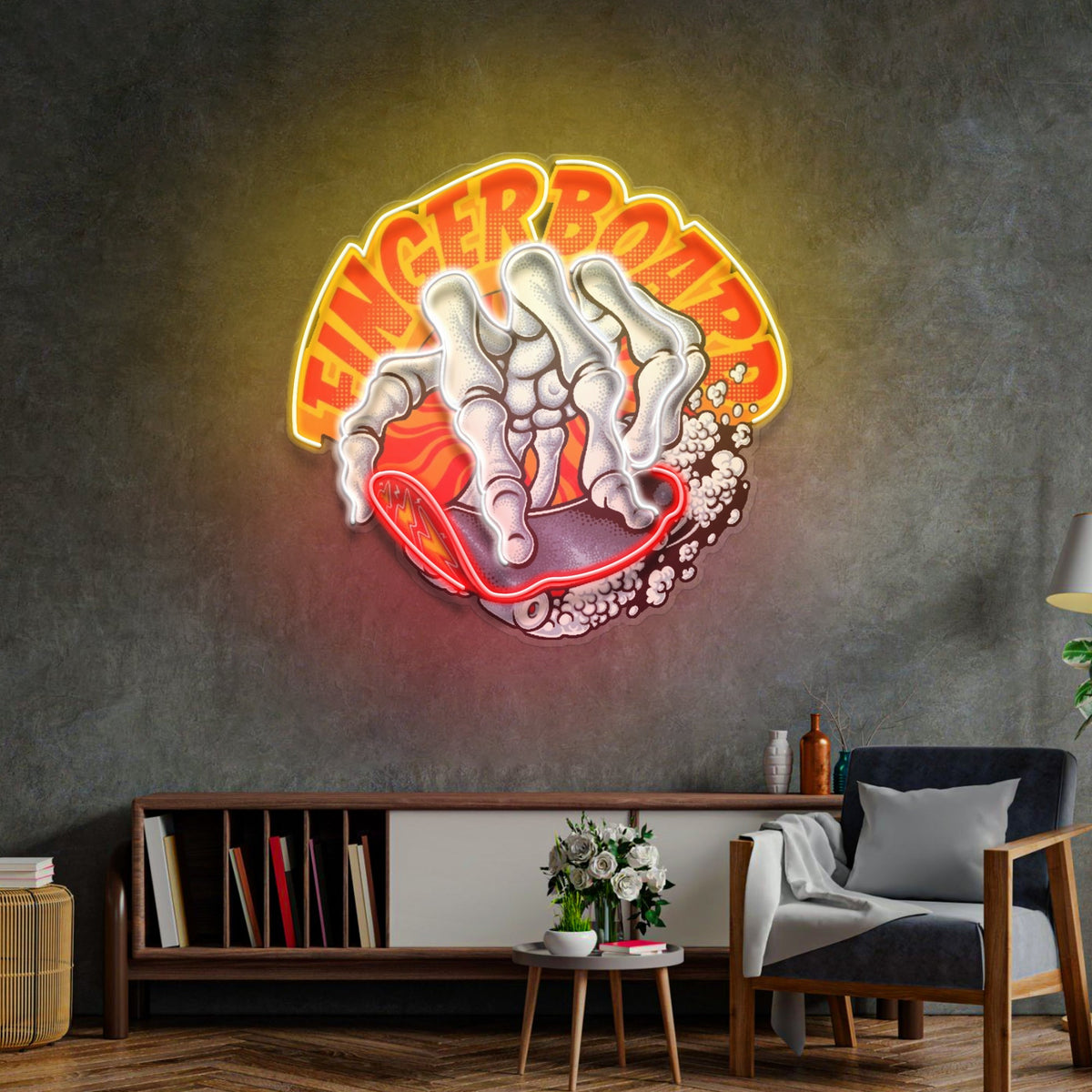 Fingerboard LED Neon Sign Light Pop Art