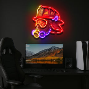 Fire Safety Helmet LED Neon Sign Light Pop Art