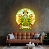 Fisherman Holding Peacock Bass LED Neon Sign Light Pop Art