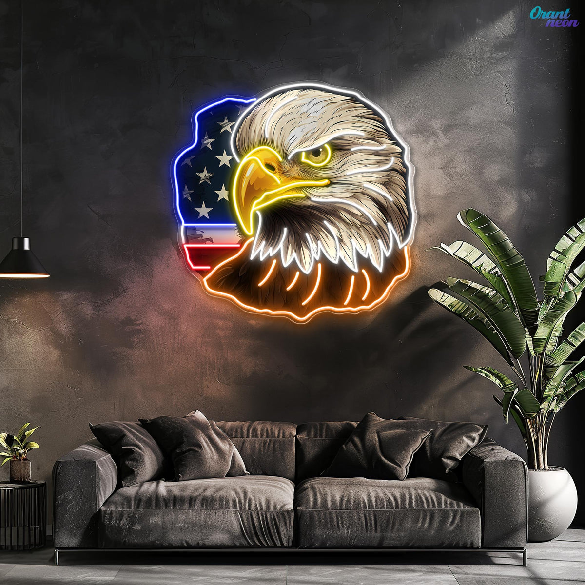 Flag Bald America Eagle Neon Sign Light Artwork