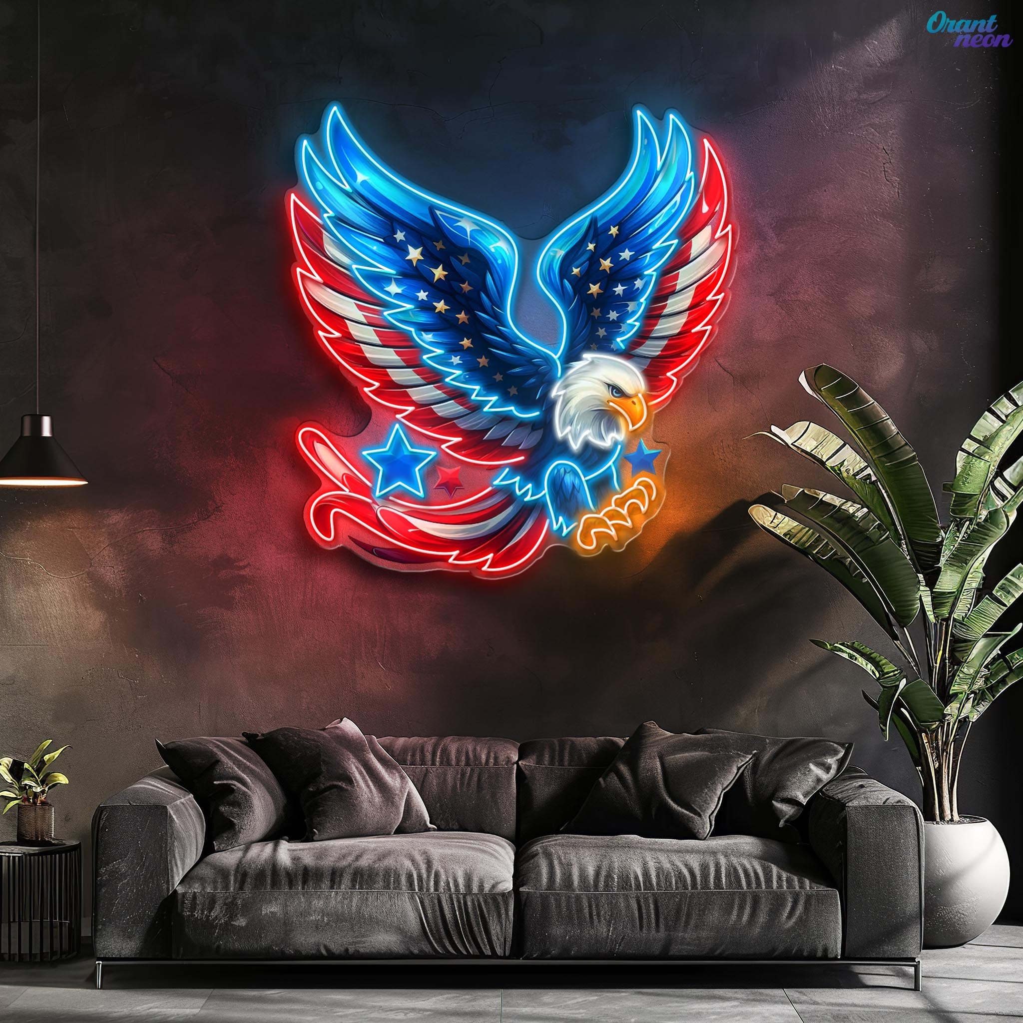 German Eagle Spread Wings Flag Neon Sign Light Artwork