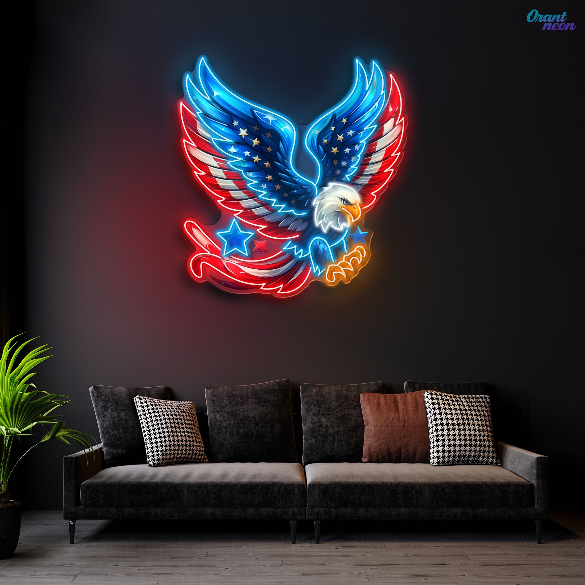 German Eagle Spread Wings Flag Neon Sign Light Artwork