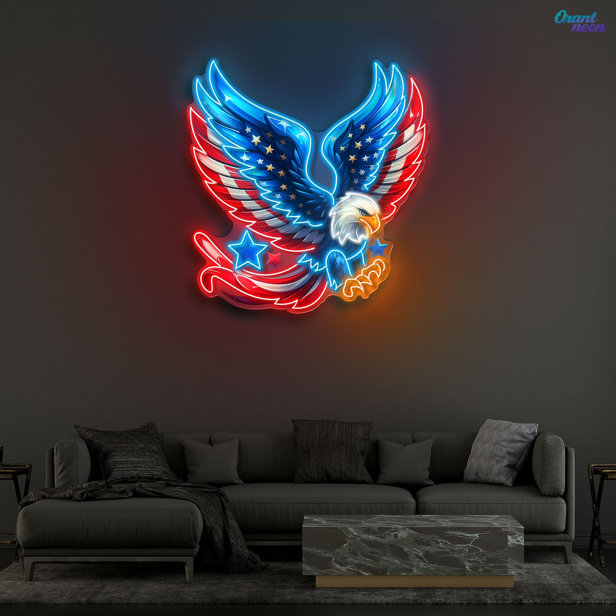 German Eagle Spread Wings Flag Neon Sign Light Artwork