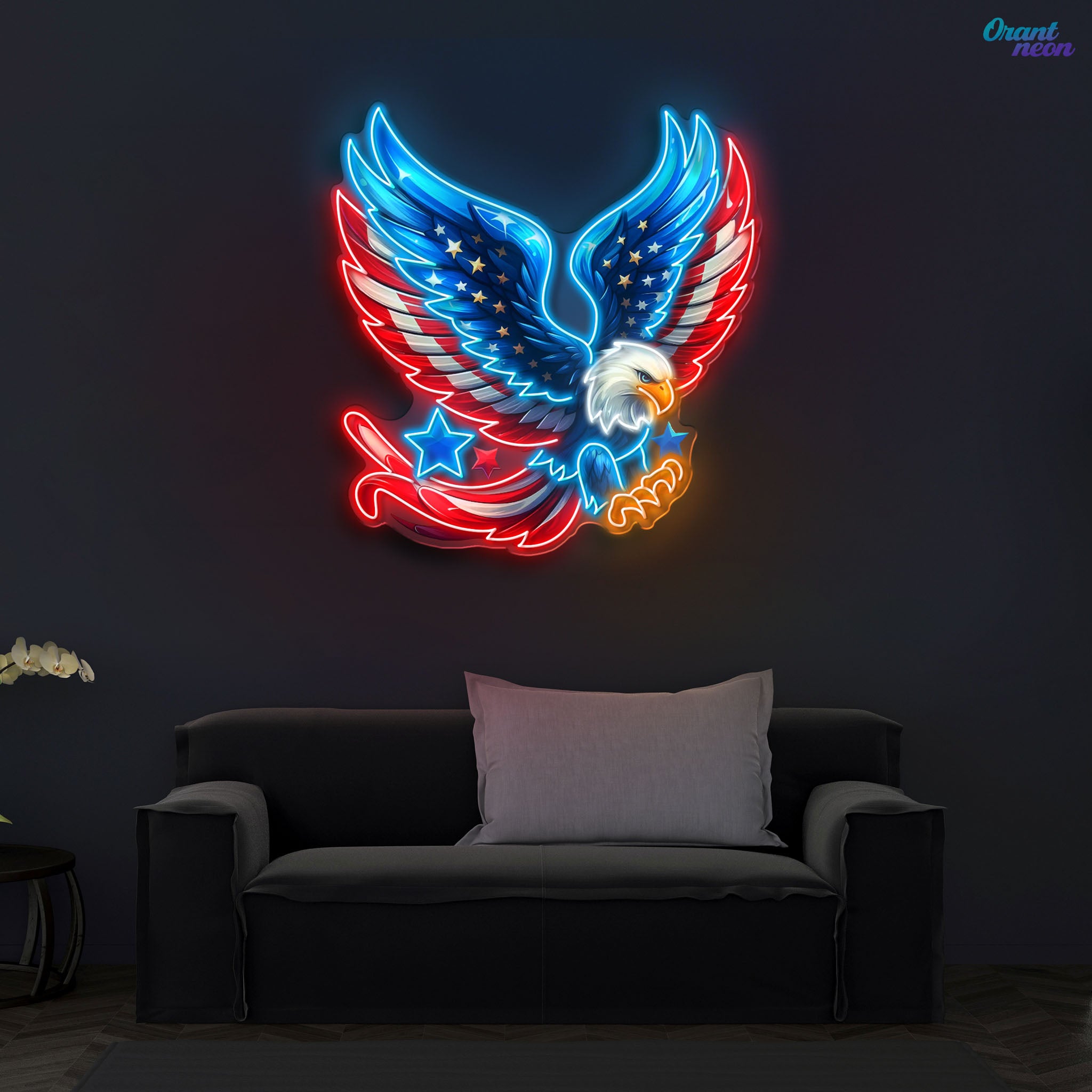 German Eagle Spread Wings Flag Neon Sign Light Artwork