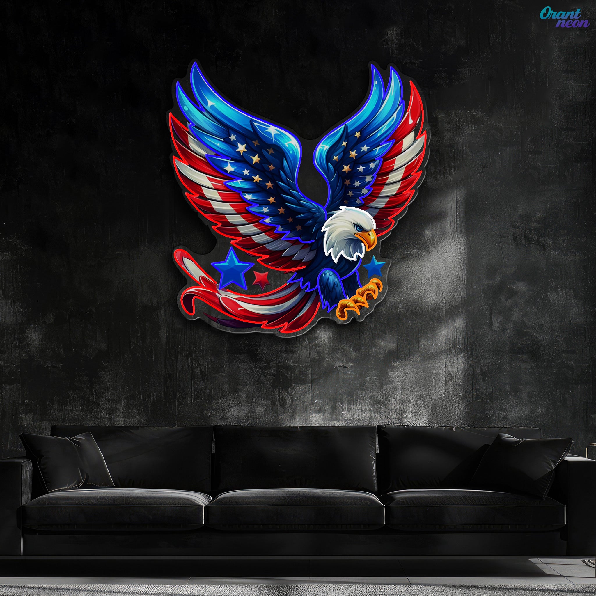 German Eagle Spread Wings Flag Neon Sign Light Artwork