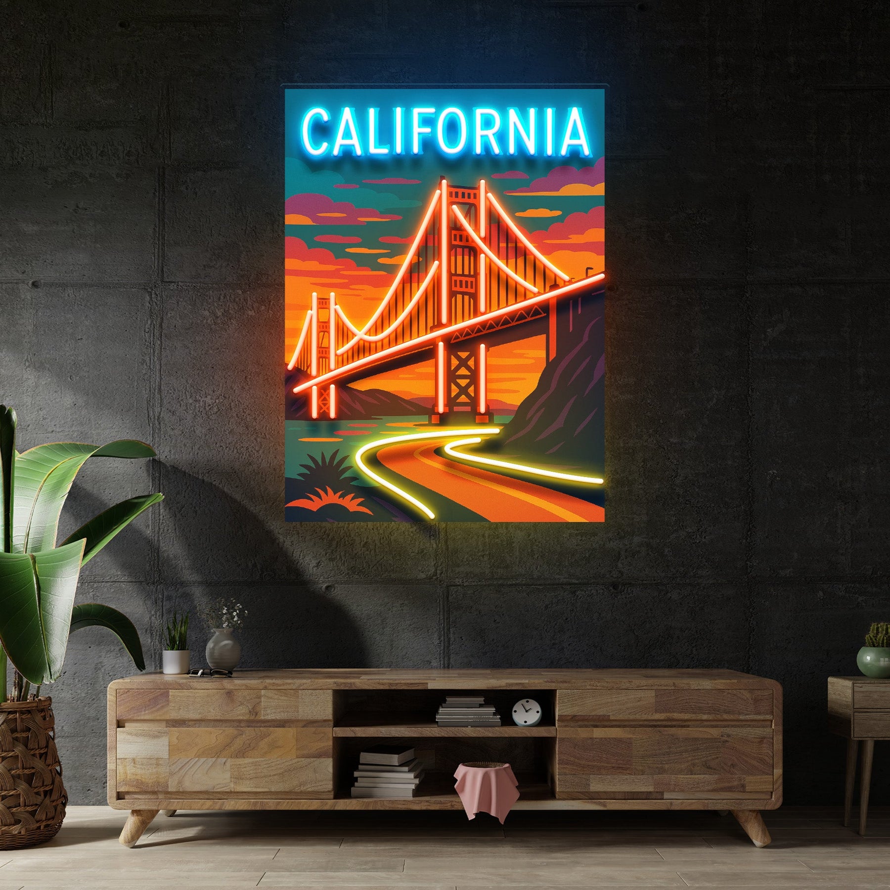 Golden Sunset Drive LED Neon Sign Light Pop Art