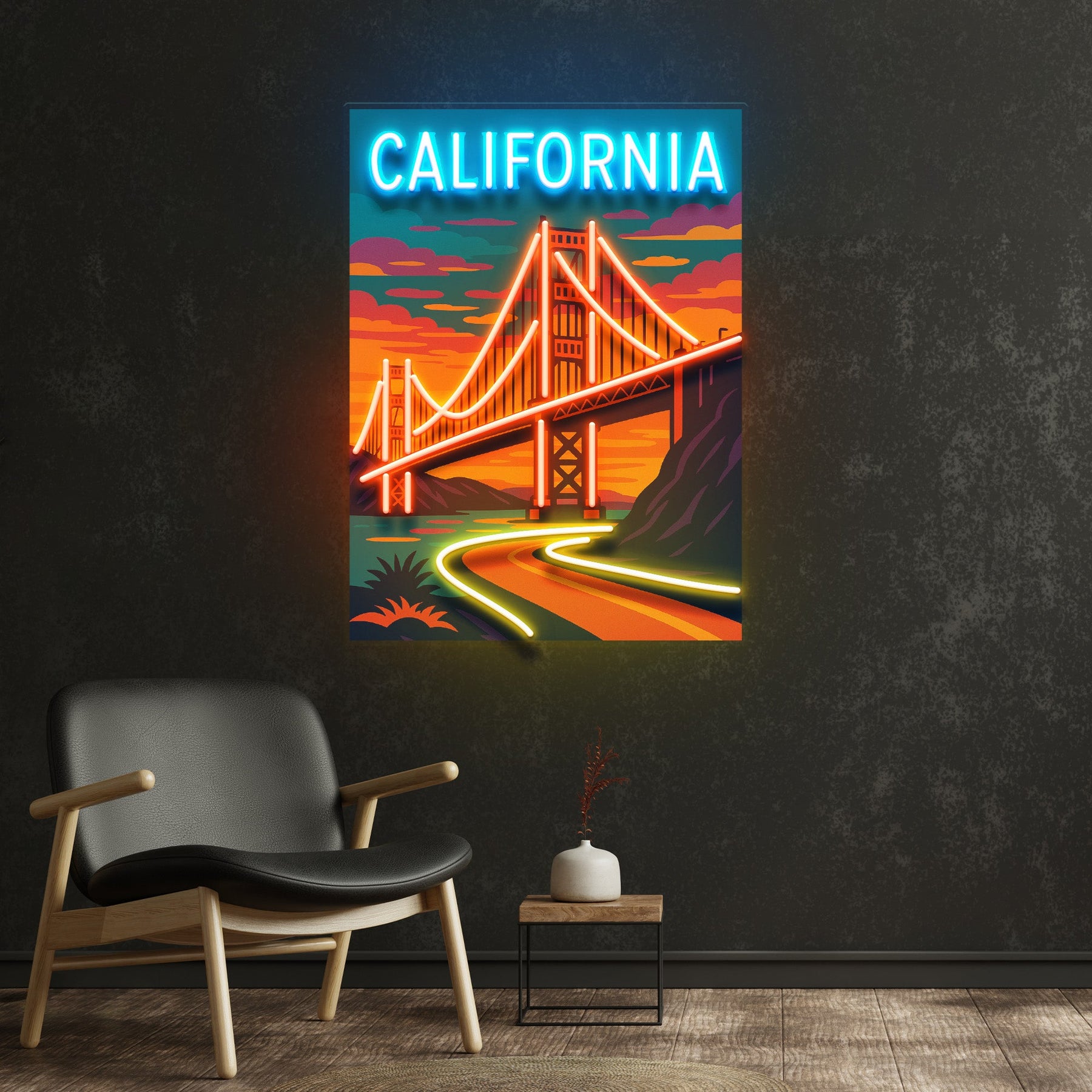 Golden Sunset Drive LED Neon Sign Light Pop Art