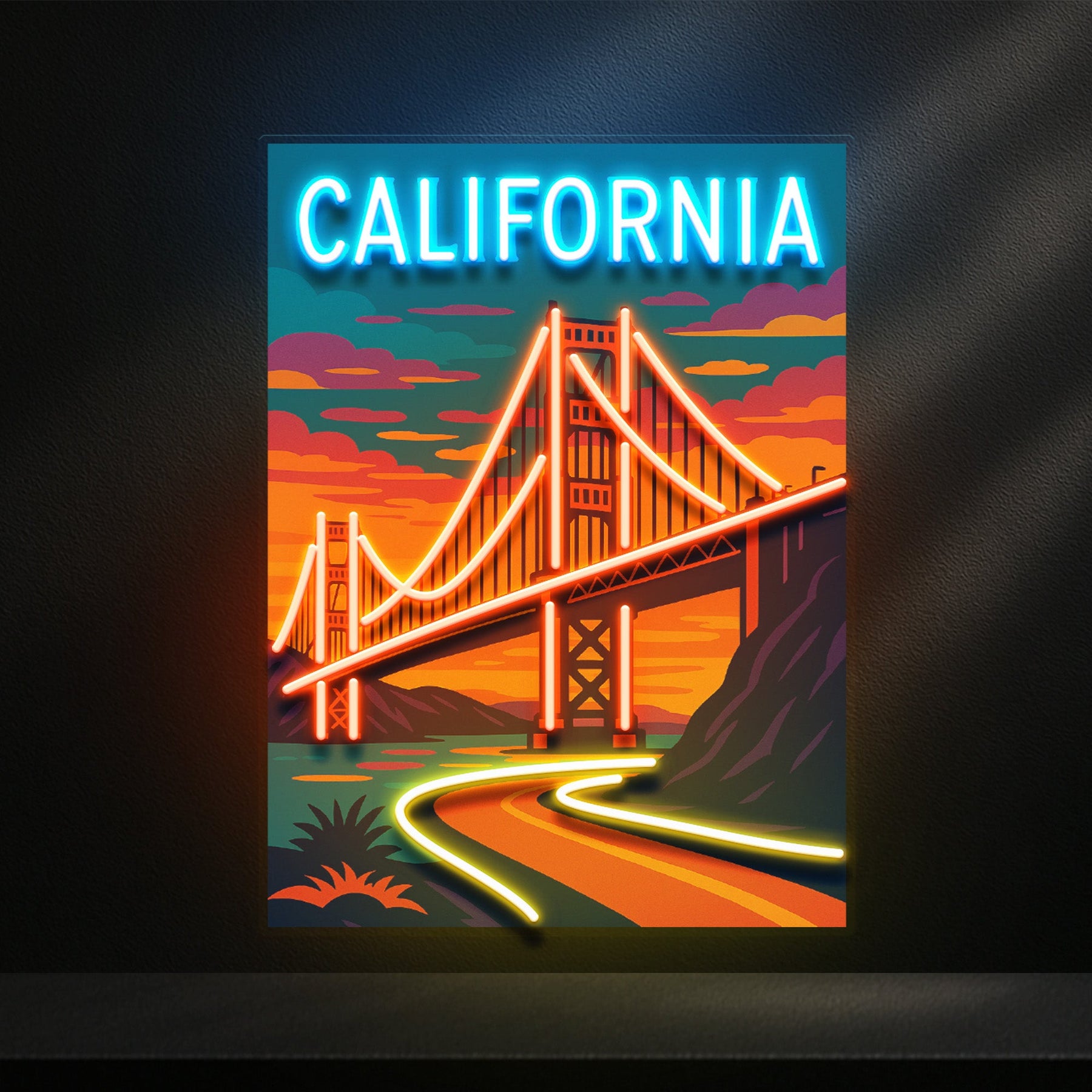 Golden Sunset Drive LED Neon Sign Light Pop Art