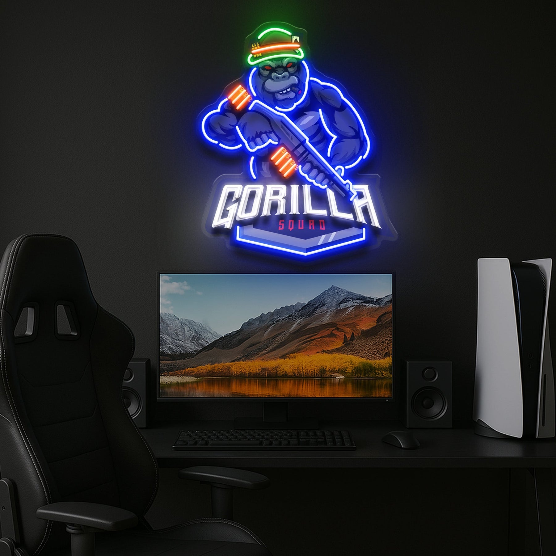 Gorilla Cartoon Mascot LED Neon Sign Light Pop Art