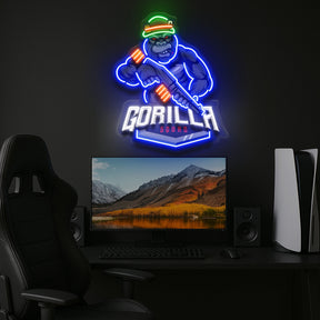 Gorilla Cartoon Mascot LED Neon Sign Light Pop Art