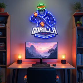 Gorilla Cartoon Mascot LED Neon Sign Light Pop Art