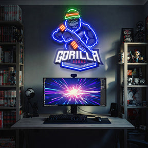 Gorilla Cartoon Mascot LED Neon Sign Light Pop Art
